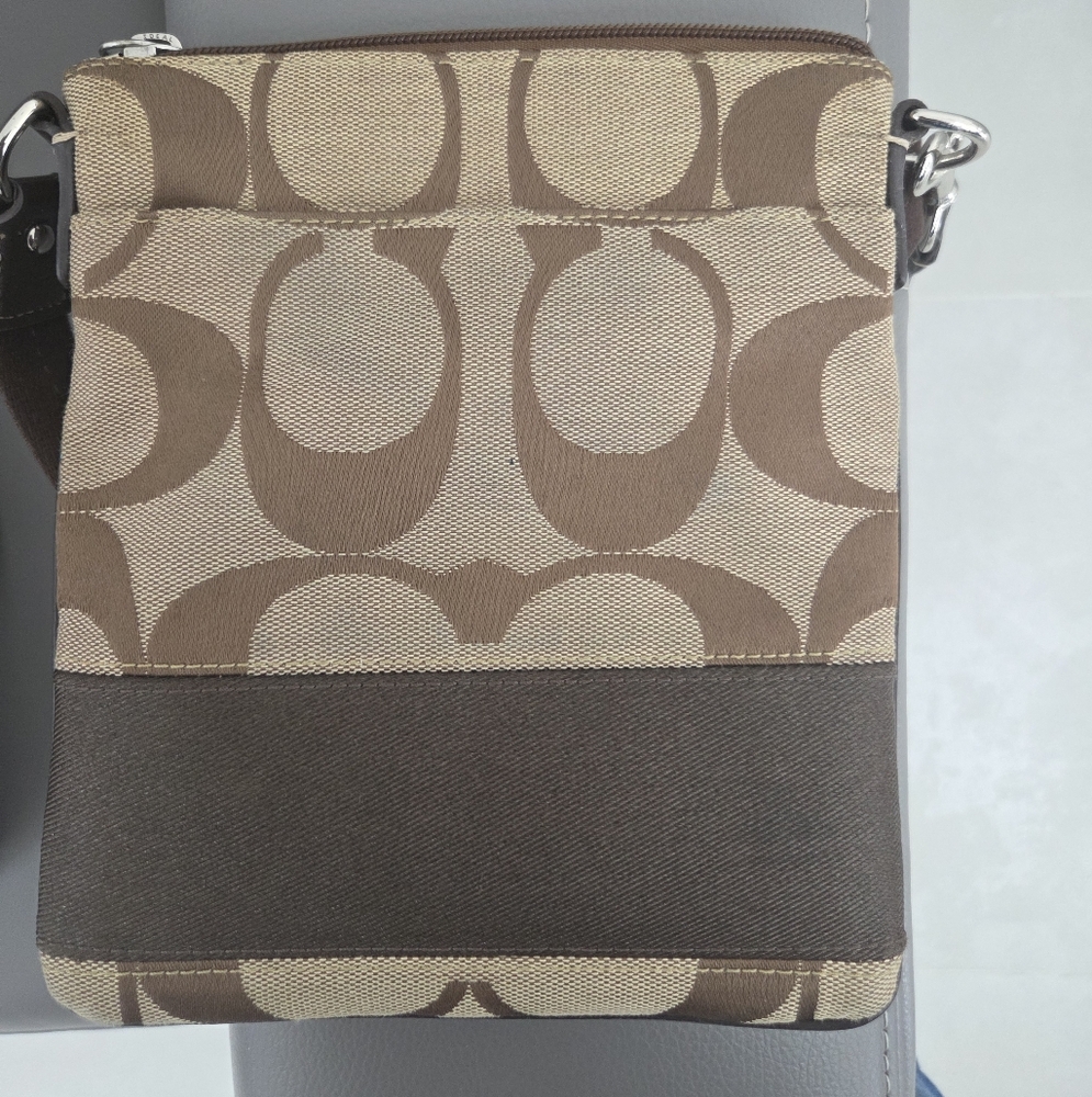 Coach Signature Brown and Tan Fabric
